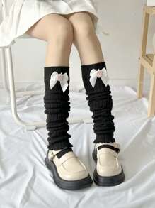 ROMWE Detachable Strawberry & Bow Decor Leg Warmers - Black - View 2
