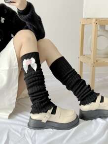 ROMWE Detachable Strawberry & Bow Decor Leg Warmers - Black - View 4