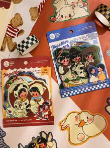 1入組卡通圖案隨機貼紙 - 彩色 - 查看 1