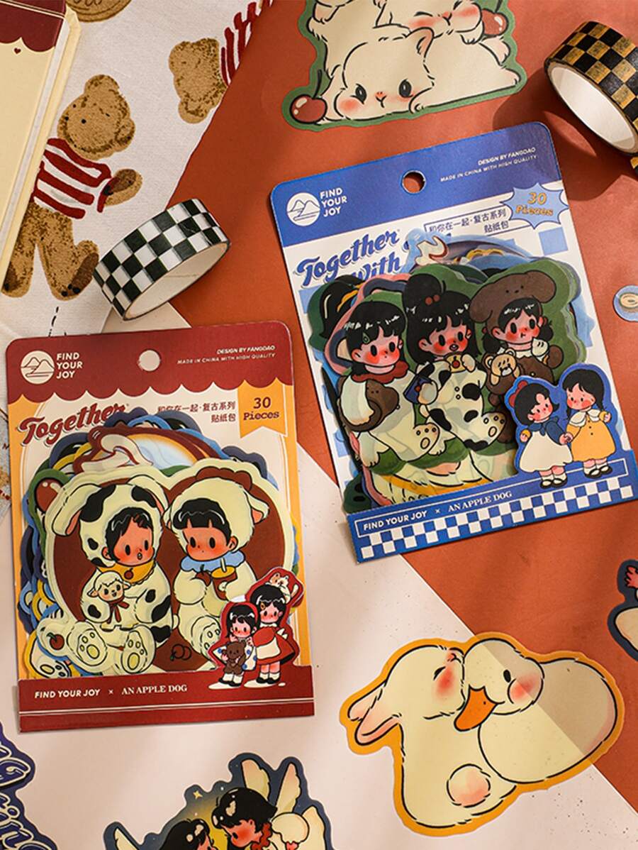 1入組卡通圖案隨機貼紙 - 彩色 - 查看 1