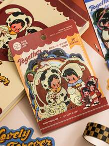 1入組卡通圖案隨機貼紙 - 彩色 - 查看 2