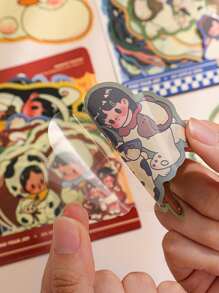 1入組卡通圖案隨機貼紙 - 彩色 - 查看 4
