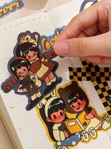 1入組卡通圖案隨機貼紙 - 彩色 - 查看 5