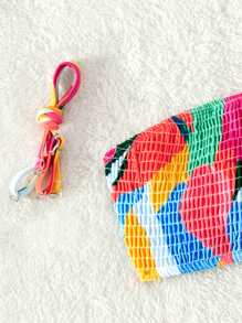 Allover Print Smocked Summer Beach Bikini Set - Multicolor - View 6