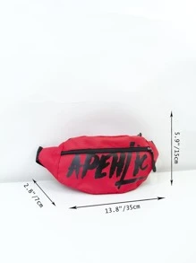 Men Letter Graphic Waist Bag Chest Bag - Red - View 5