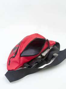 Men Letter Graphic Waist Bag Chest Bag - Red - View 7