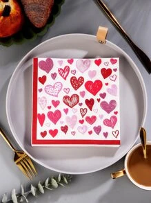 20pcs Heart Print Disposable Napkin - Multicolor - View 1