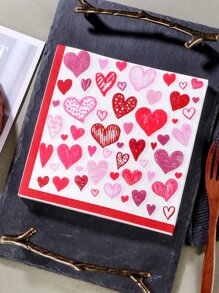 20pcs Heart Print Disposable Napkin - Multicolor - View 2