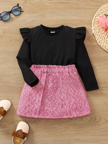 Toddler Girls Ruffle Trim Tee & Paperbag Waist Skirt - Multicolor - View 1