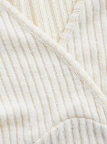 SHEIN MOD Flounce Sleeve Crop Tee - Beige - View 3