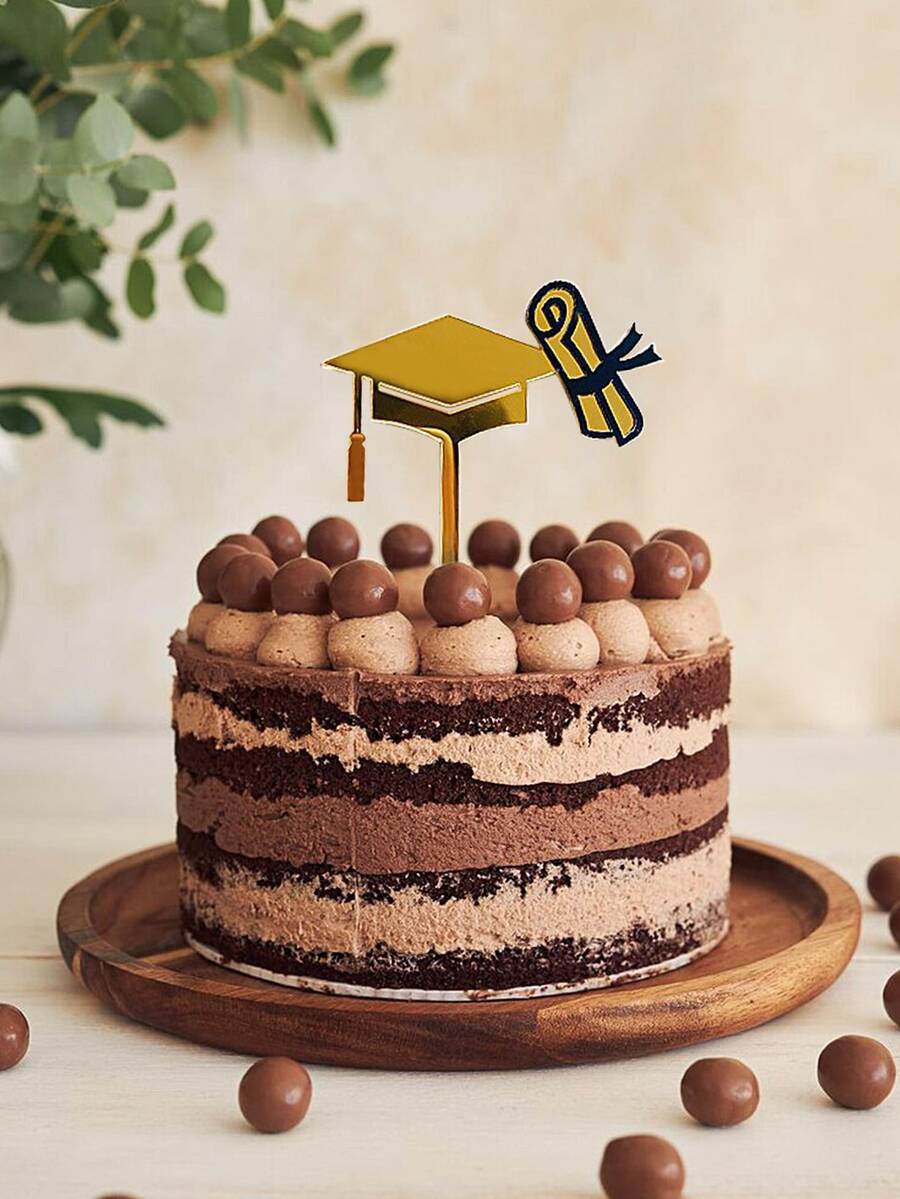 1入組畢業帽設計蛋糕裝飾 - 彩色 - 查看 1