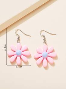 1pair Fashionable Y2k Style Daisy Pendant Dangle Earrings For Women, Perfect Gift For Party Birthday Celebration - Baby Pink - View 4