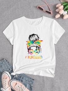 Rosie Letter & Figure Graphic Tee - White - View 1