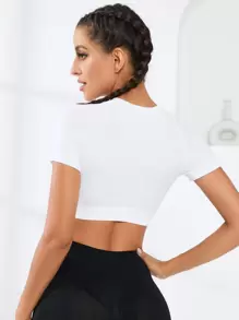Yoga Basic Absorbs Sweat Breathable Feels Like Skin Sports Tank Top Workout Tank Top Gym Women Shirts - White - View 2