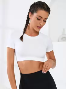 Yoga Basic Absorbs Sweat Breathable Feels Like Skin Sports Tank Top Workout Tank Top Gym Women Shirts - White - View 4