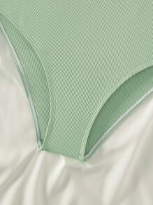 Teen Girls Colorblock Cut-out One Piece Swimsuit - Mint Green - View 4