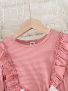 Tween Girl Floral Print Ruffle Trim Belted Dress,Holiday,Summer,Travel