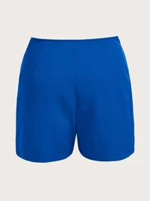 SHEIN MOD Plus High Waist Wrap Hem Skort - Royal Blue - View 2