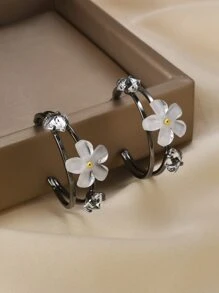 Bông tai vòng cổ trang trí bằng đá & hoa trang trí - Màu Đen Súng - Xem 1