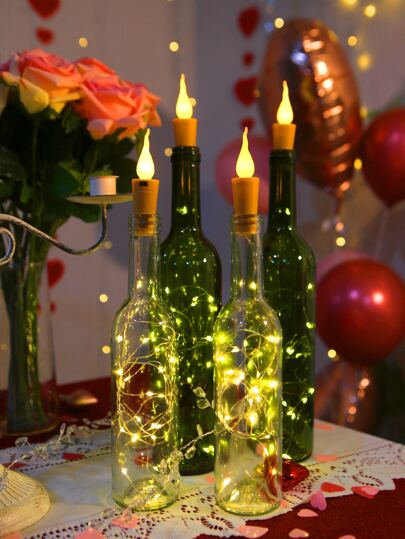 1pc Candle Bottle 2m String Light, Candle Light Head, Decorative Light For Home Decor
