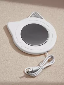 1pc Usb Interface Heated Cup Coaster 55°C Constant Temperature Warm Cup Mat With Timing Function For Milk/coffee Cup (without Cup) - White - View 5