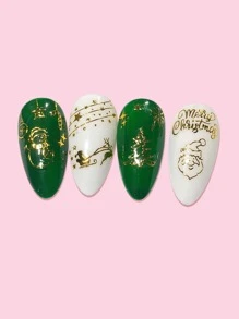 1sheet Christmas Cartoon Graphic Nail Art Sticker - Gold - View 2