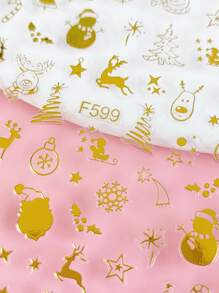 1sheet Christmas Cartoon Graphic Nail Art Sticker - Gold - View 4
