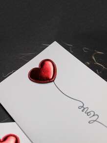 2pcs Heart Decor Greeting Card, Romantic Paper Invitation For Wedding - Multicolor - View 2