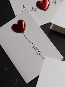 2pcs Heart Decor Greeting Card, Romantic Paper Invitation For Wedding - Multicolor - View 3