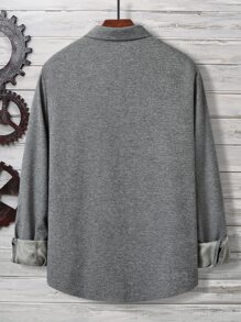 Manfinity Hombres Camisa con botón - Gris - Ver 2