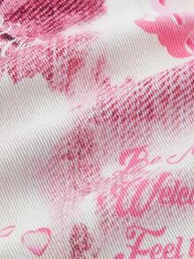 SHEIN ICON Letter & Heart Print Ruched Tube Denim Dress - Multicolor - View 4