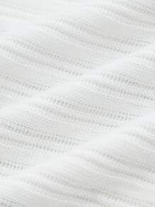 SHEIN ICON Áo thun nữ Bất đối xứng Gân đan Con số Giải trí - trắng - Xem 3