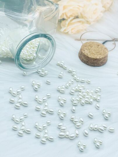 400 حبة من اللؤلؤ الاصطناعي الأبيض، مثالية لصناعة المجوهرات الأزياء، إكسسوارات الشعر DIY، وزينة الخياطة للملابس