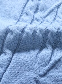 Manfinity Homme Men Turtle Neck Cable Knit Jumper - Baby Blue - View 5