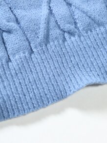 Manfinity Homme Men Turtle Neck Cable Knit Jumper - Baby Blue - View 6