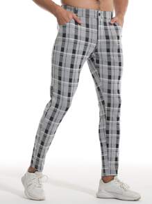 Quần Nam Nút Túi Dây kéo Sọc ca rô Giải trí - Đen và trắng - Xem 3