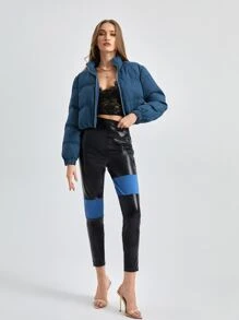 Knox & Rune Abrigo acolchado con cremallera corto para invierno - Azul Marino - Ver 3