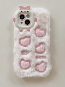 Heart Pattern Plush Phone Case