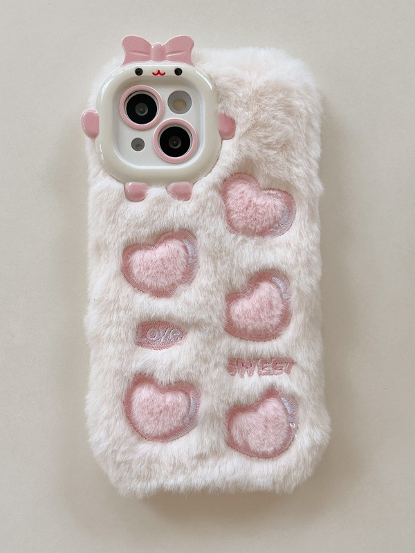 Heart Pattern Plush Phone Case SHEIN USA