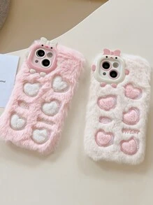 Heart Pattern Plush Phone Case