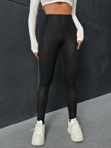 SHEIN EZwear Quần nữ màu trơn Giải trí - màu đen - Xem 5