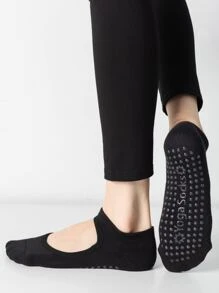 1pair Anti-slip Yoga Socks - Black - View 1