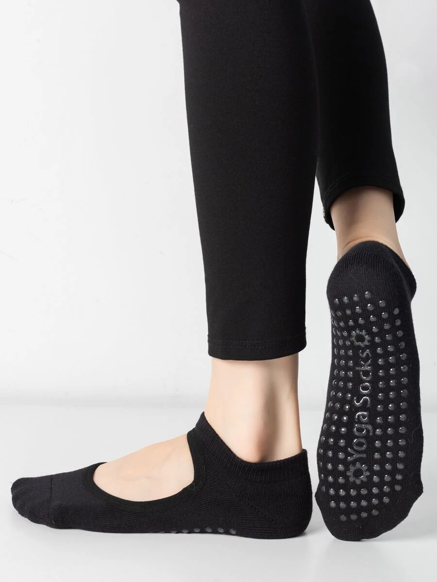 1pair Anti-slip Yoga Socks - Black - View 1
