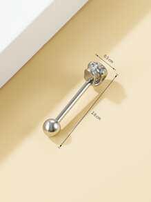 Skull Decor Tongue Barbell Ring - Silver - View 3