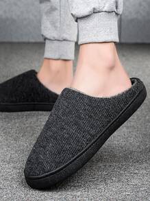 Men Minimalist Bedroom Slippers - Black - View 1