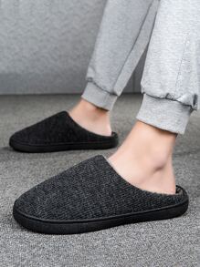 Men Minimalist Bedroom Slippers - Black - View 4