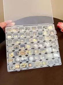 1pc Clear Jewelry Storage Box, 56 Grid Clear Ring Box, Earring Storage Box For Home Travel, Gift For Valentine's Day - Clear - View 1