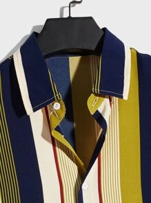 Manfinity Hombres Camisa de rayas combinadas - Multicolor - Ver 3