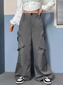 SHEIN Coolane 側翻蓋口袋工裝褲