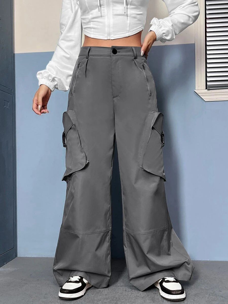 SHEIN Coolane 側翻蓋口袋工裝褲